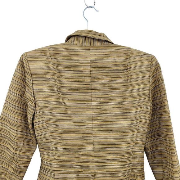 Vintage 80's Kay Unger Skirt Suit 10 Mustard Striped Alpaca Front Tie Tea Mod - Picture 8 of 17